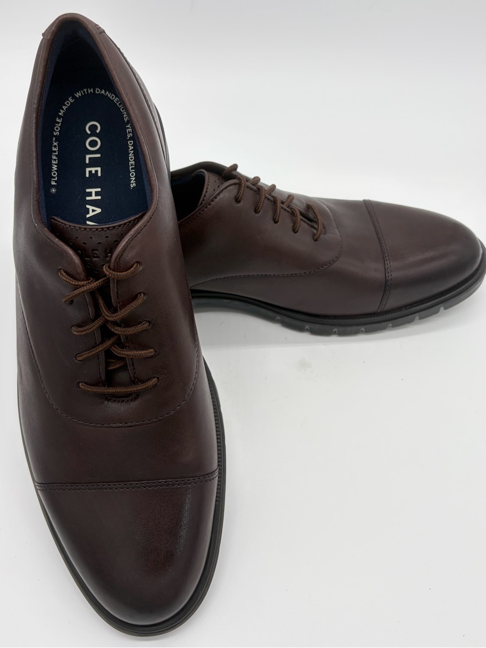 Cole Haan Men's Dark Brown Leather Cap-Toe Derby Oxfords